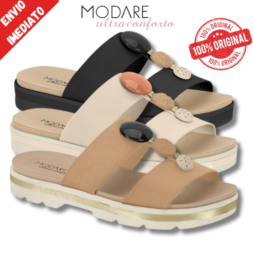 Sandália Feminina Modare Ultra Conforto Ortopédica Papete Tratorada Confortável Original 7132.138