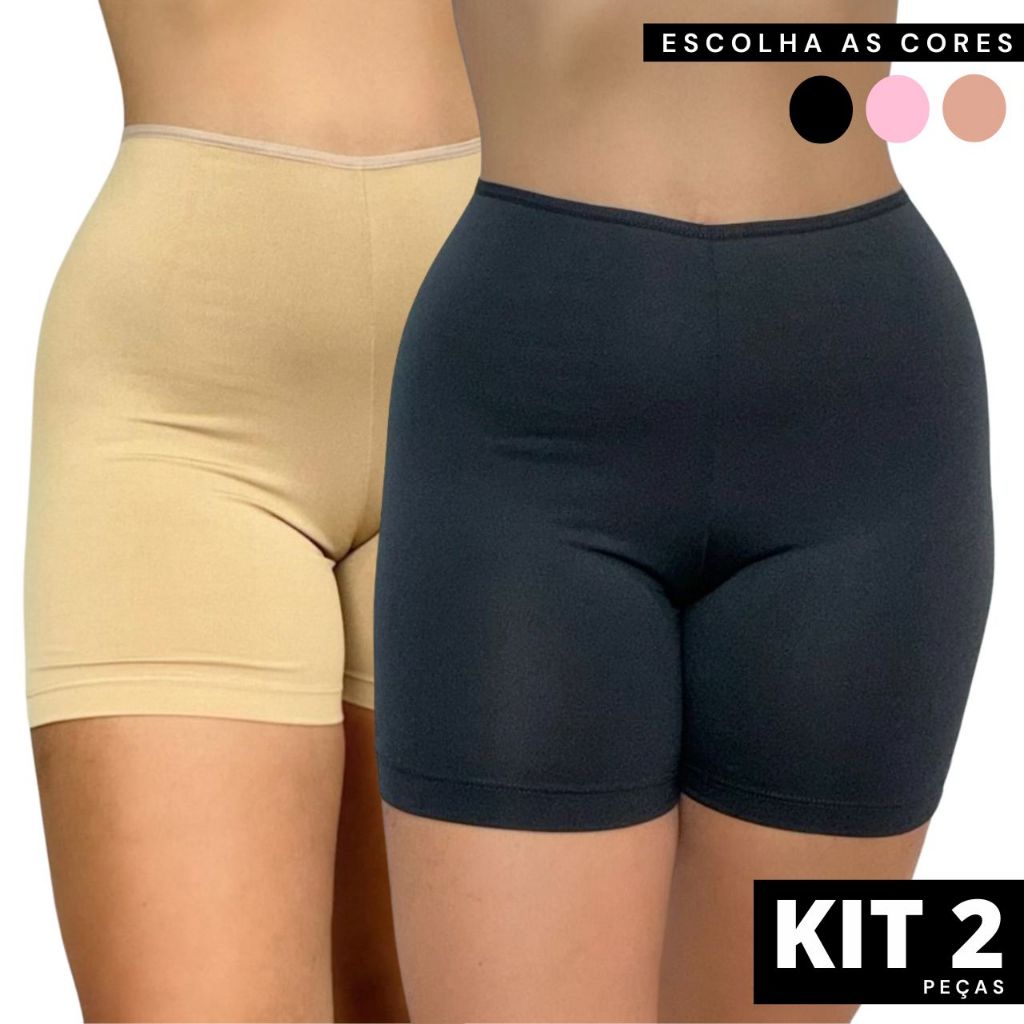 Kit 2 Short Segunda Pele Anágua Usar de Baixo Vestido Saia Não Marca Esconde Calcinha Alto Conforto