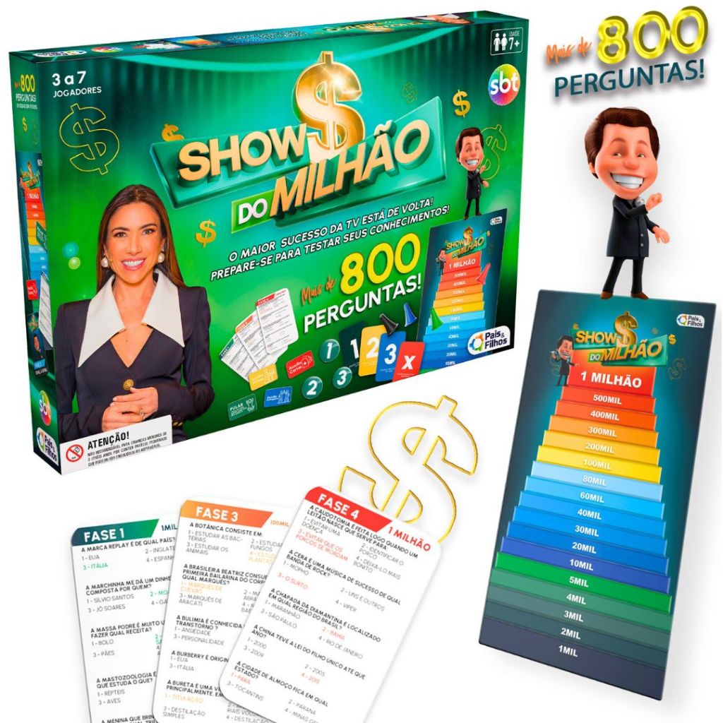 Jogo Show Do Milhão Lançamento Jogo De Cartas Perguntas E Respostas