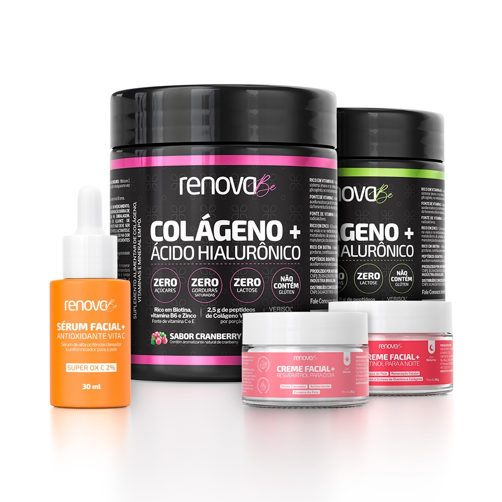 2 Colágenos Verisol com Ácido Hialurônico + Retinol + Resveratrol + Vitamina C - Renova Be - Health