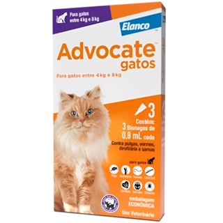 Antipulgas Advocate Elanco Gatos 4 A 8kg 3 Bisnagas De 0,8ml em Oferta na Shopee