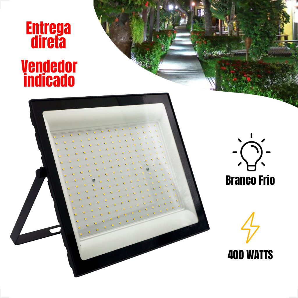 Refletor Projetor Led 400w Slim Branco Frio 6500k Luminária Led À Prova D'água IP65 Externo Bivolt