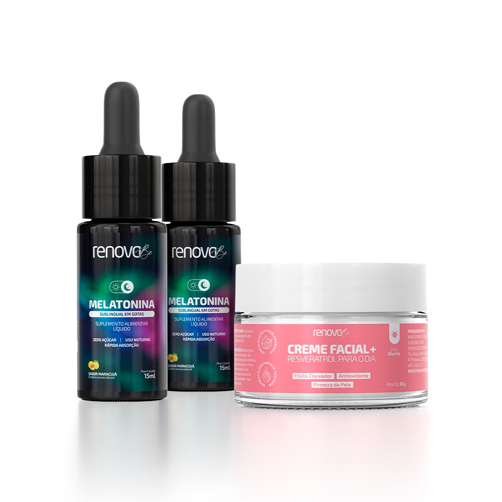 2 Melatoninas + Creme Facial Resveratrol - Renova Be