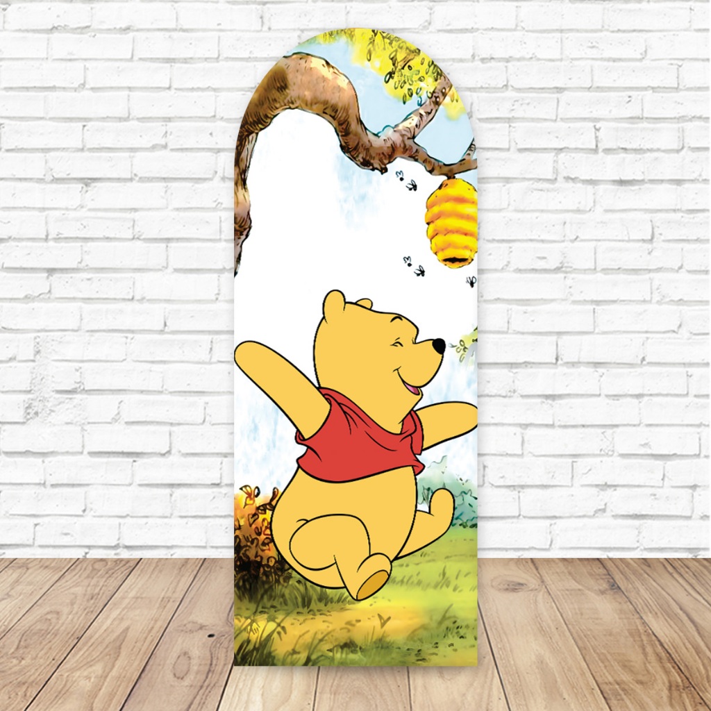 Capa para Painel Romano Arredondado Ursinho Pooh 2,20m x 1,50m Com Elástico Decorativa Sublimada em Oferta na Shopee