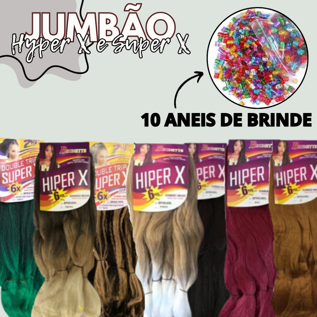 Jumbo Jumbão Tranças Braid 400g Fibra Premium - Para Trança Box Braid Kanekalon COM 10 ANÉIS