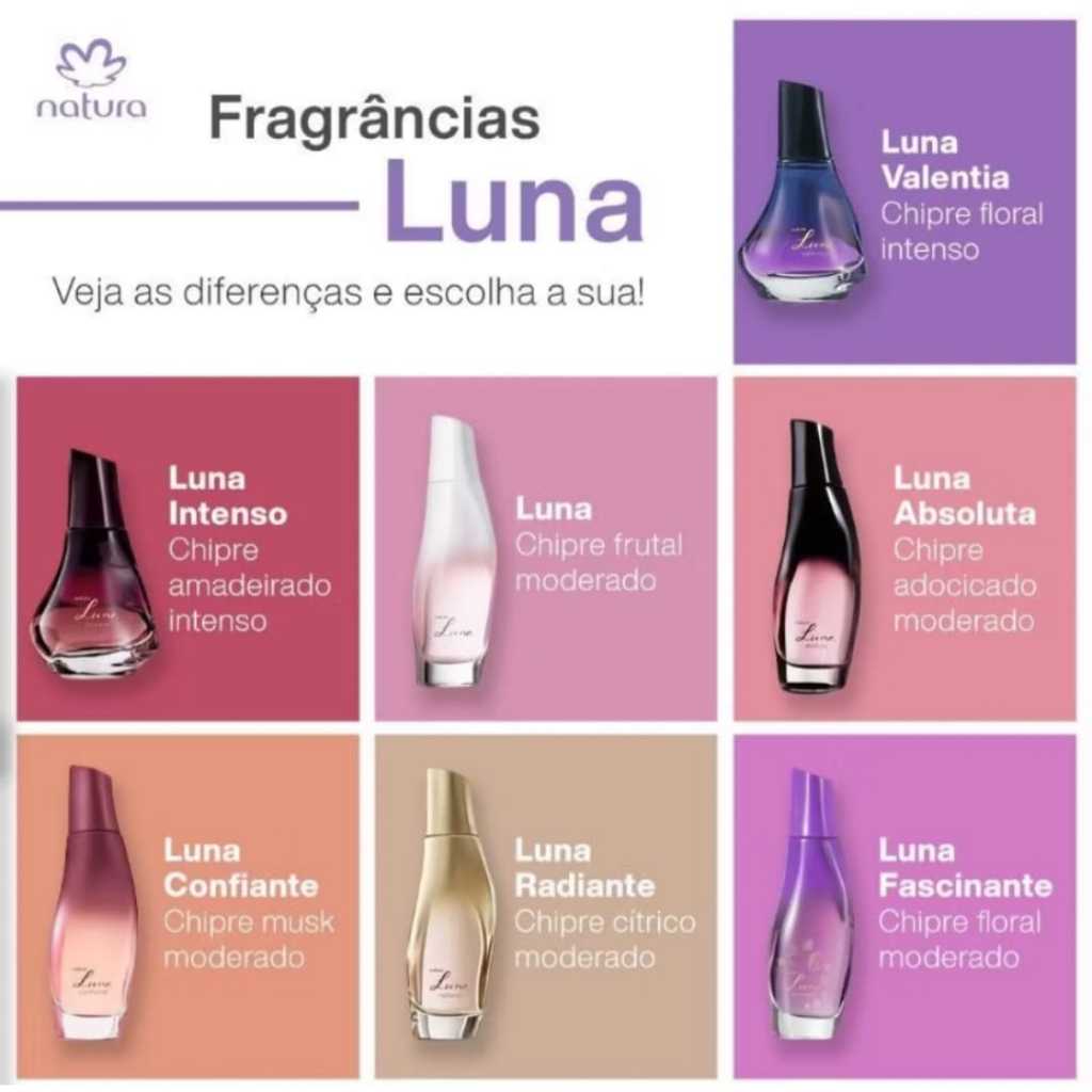 Luna Colônia Natura 75ml: Radiante, Força, Coragem,  Confiante
