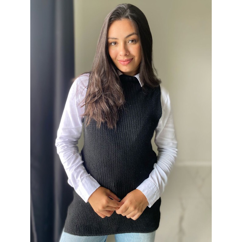 Colete Fang Tricot Feminino moda blogueira regata mas colete tricô