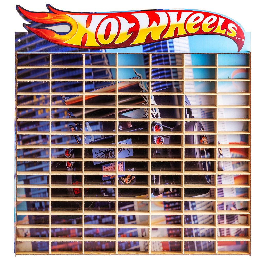 Estante Porta Carrinhos 105 unid max Hotwheels Adesivado em MDF Lindo e Moderno em Oferta na Shopee