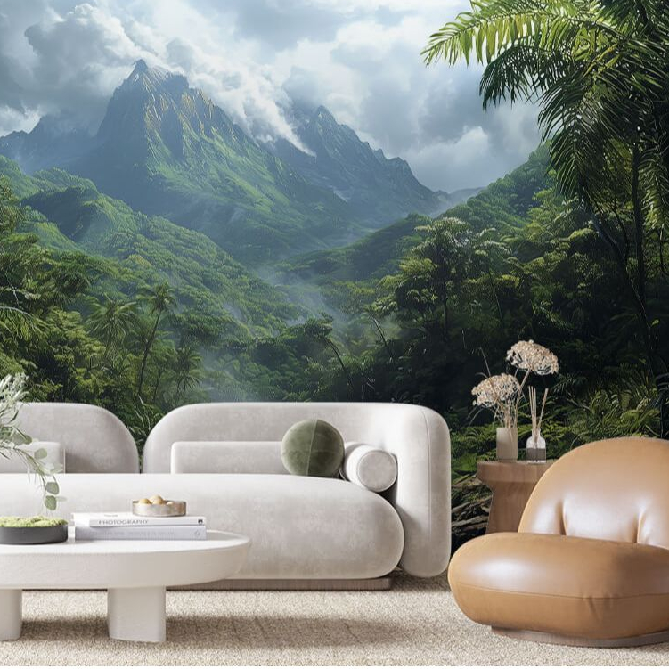 Papel de Parede 3D Papel de Parede Para Sala Rio Paisagem Montanhosa Adesivo Lavavel Para Quarto