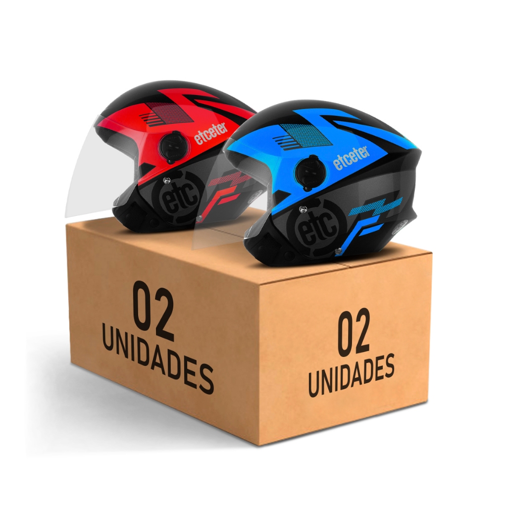 Kit Capacete Moto Aberto Feminino E Masculino De Moto Urbano Etceter Open Pro Tork  Modelo Vermelho em Oferta na Shopee