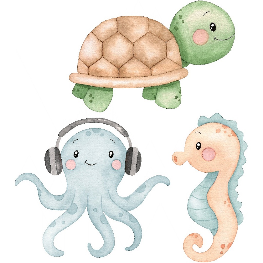 KIT DISPLAY FUNDO DO MAR AQUARELA - MDF em Oferta na Shopee