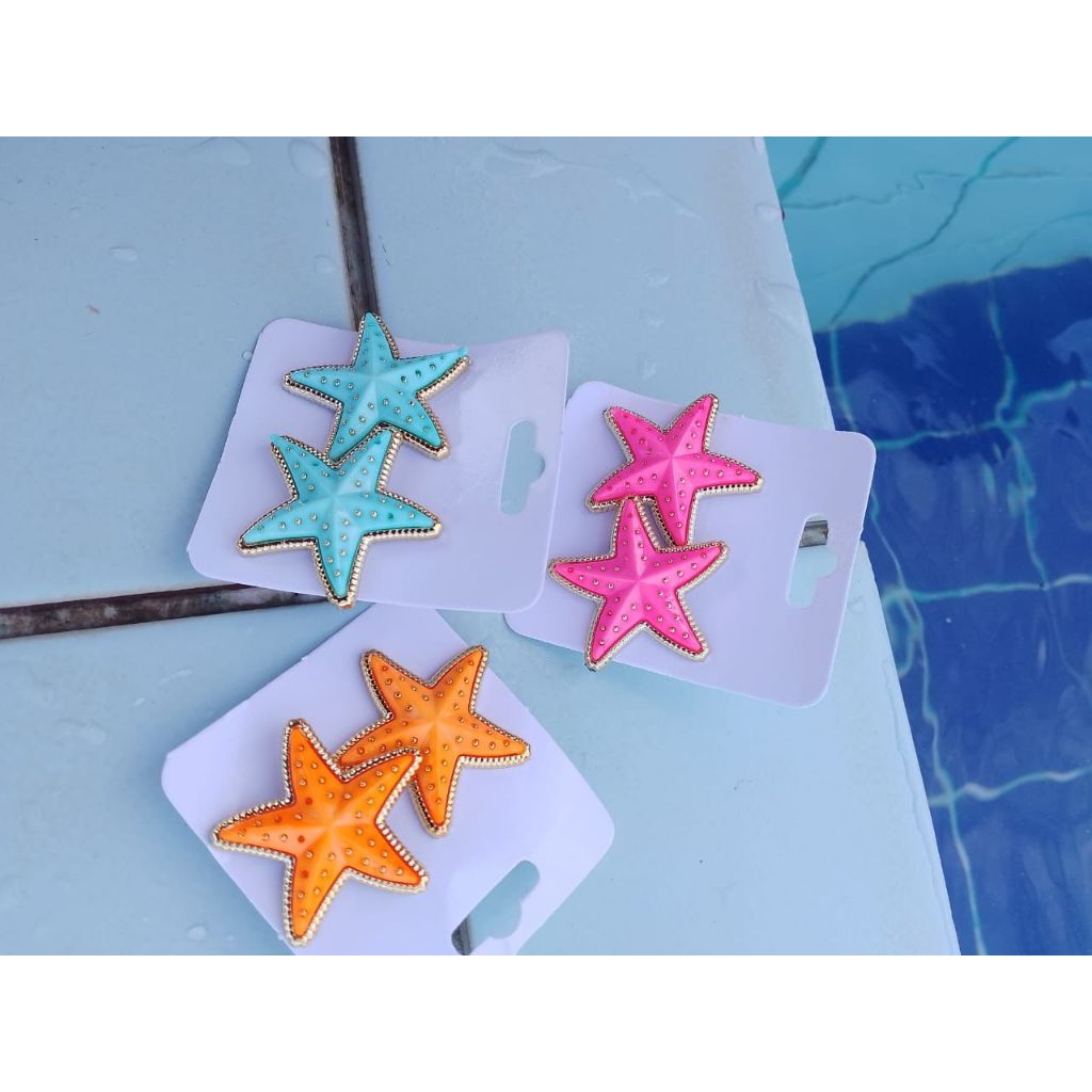 Kit 3 Pares De Brinco Estrela Do Mar Moda Praia Tendência Do Verão em Oferta na Shopee