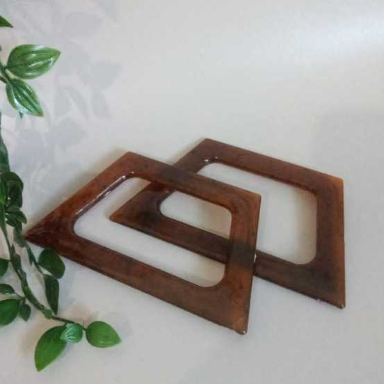 PAR de alça RESINA trapézio [7709] para bolsa de crochê, tricô e macramê [1par]