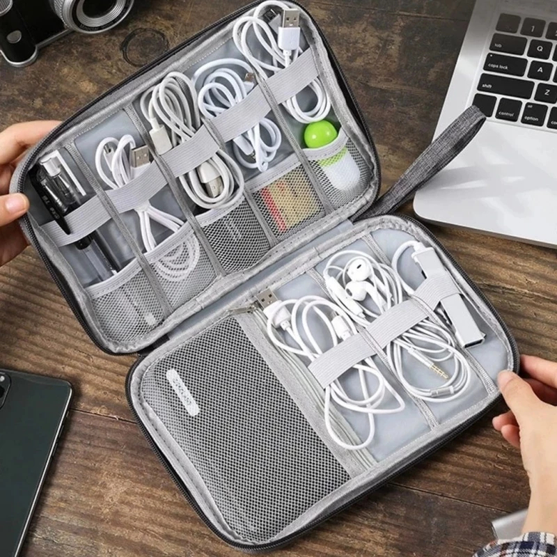 Bolsa Organizadora de Cabos e Eletrônicos Multifuncional e Portátil em Oferta na Shopee