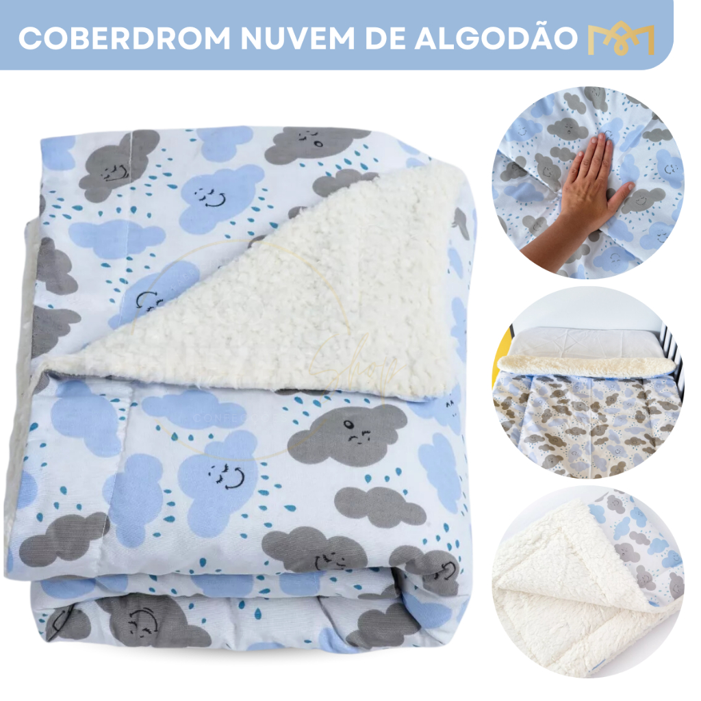 Coberdrom Pra Bebê Cobertor De Berço Sherpa Dupla Face Infantil Estampado Manta Macia Premium