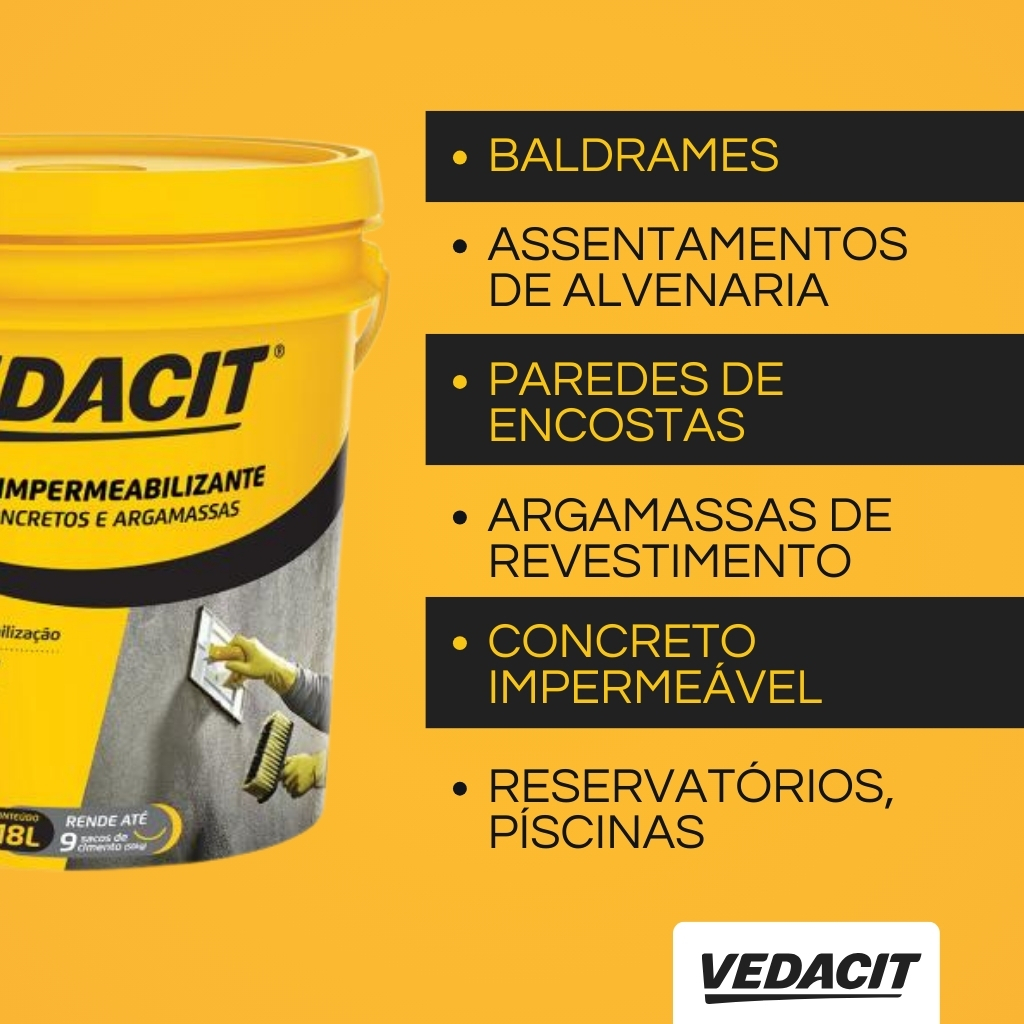 Aditivo Impermeabilizante Vedacit (Balde 18 litros) - VEDACIT - Concreto e argamassa
