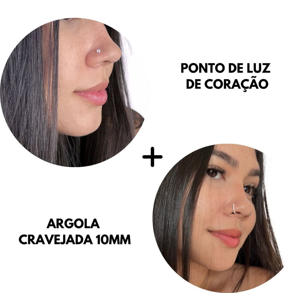 PIERCING PONTO LUZ CORAÇÃO + ARGOLA CRAVEJADA 10MM ZIRCÔNIA PRATA 925 KIT COM 2 PIERCINGS em Oferta na Shopee