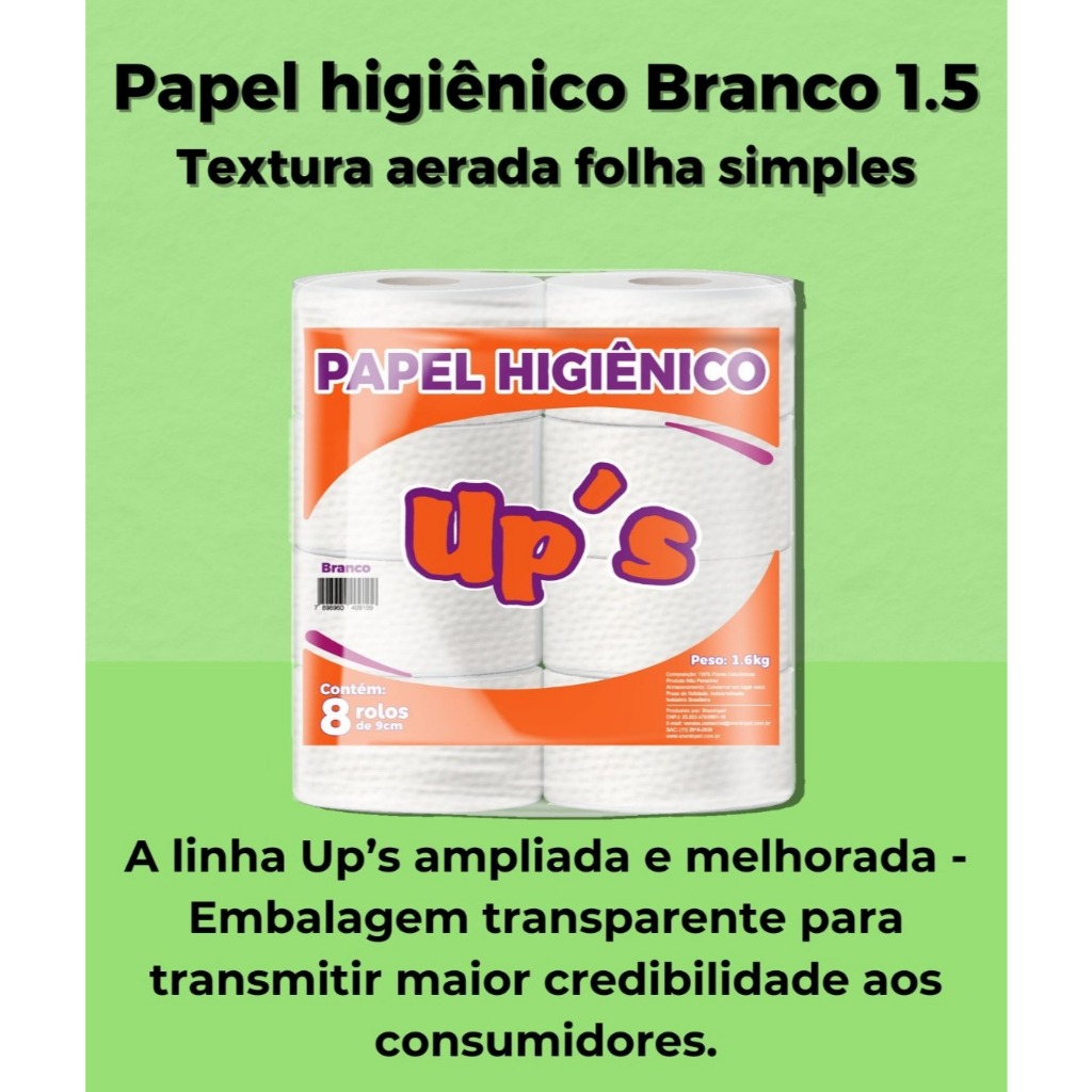 Papel Higiênico Branco C/8 Rolão Princesa Institucional e Industrial Econômico - 1,5kg