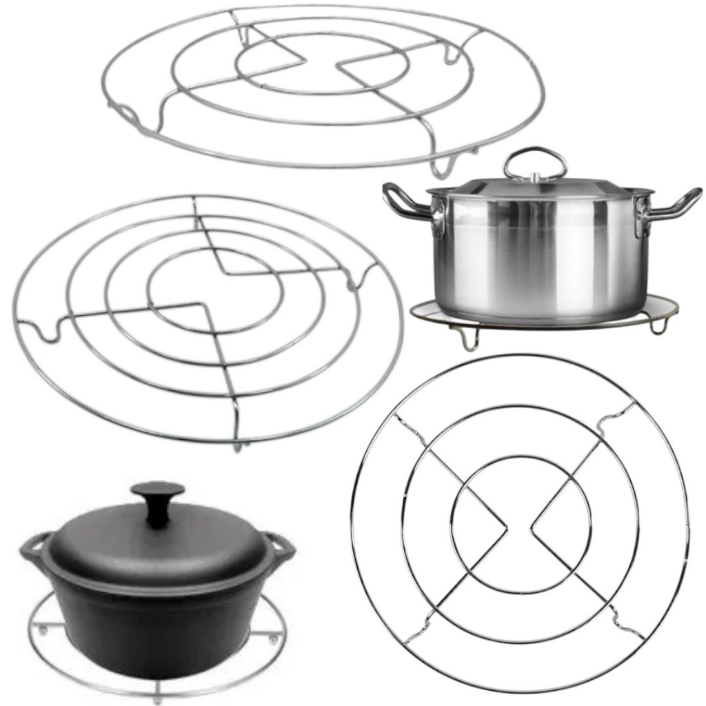 kit 4 peças Descanso De Panela Inox Redondo Elegante Para Cozinha Mesa e Bancada