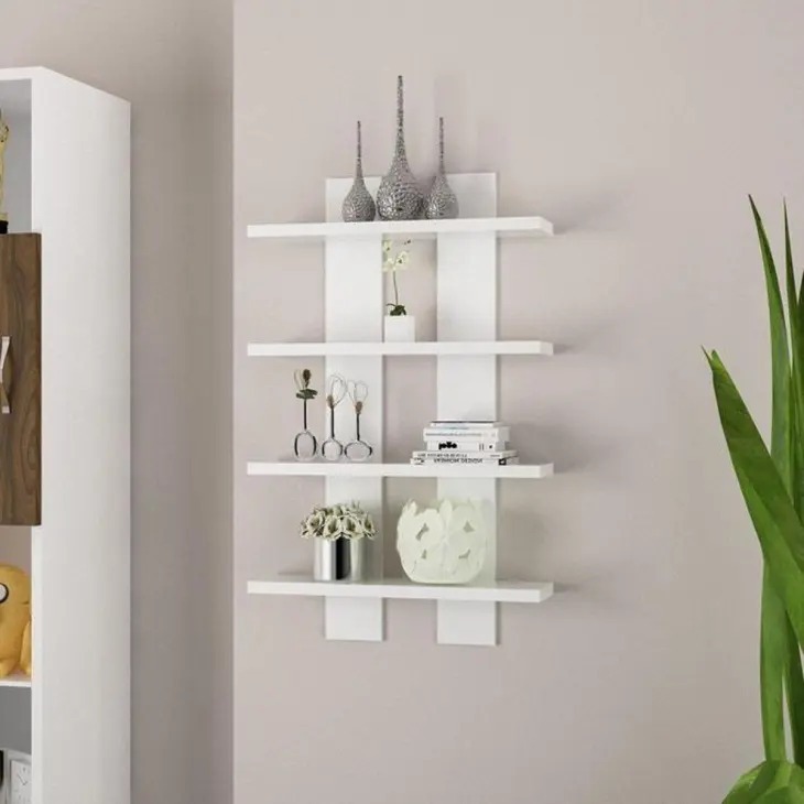 PRATILEIRA NICHO DECORATIVA MDF 60X45CM BRANCO MDF ORIGINAL ELEGANTE