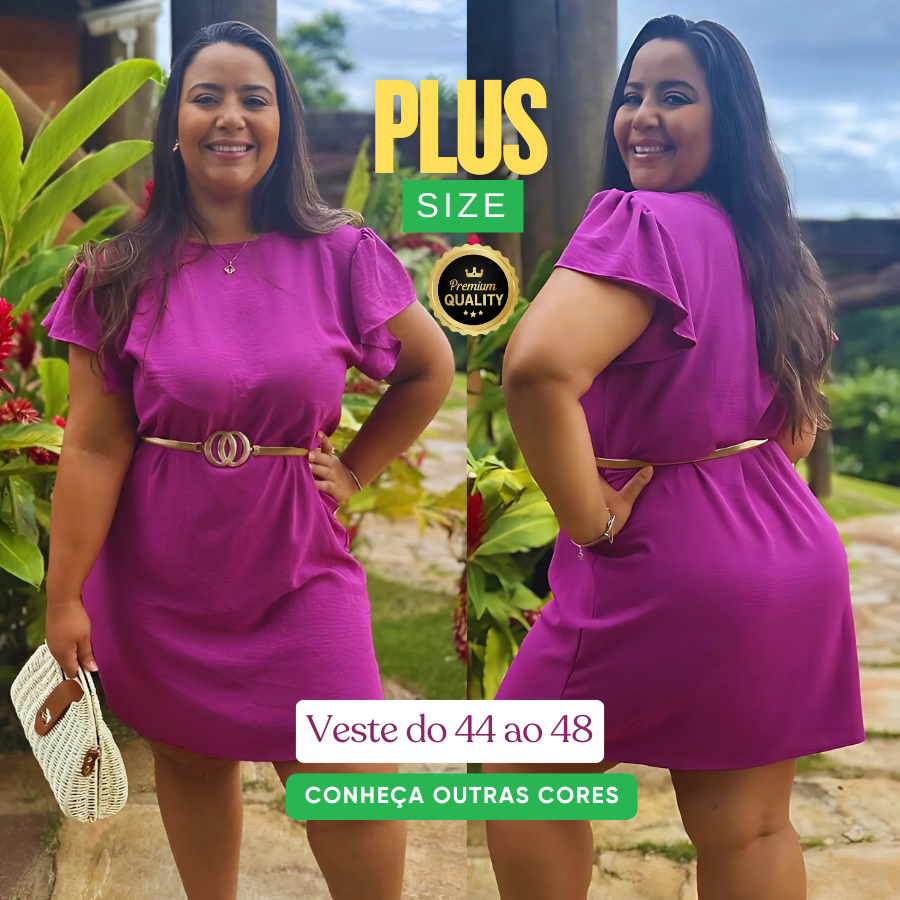 Vestido Curto Plus Size Soltinho Moda Feminina Tamanho Grande Plu Tecido Duna Levinho Moda Blogueira
