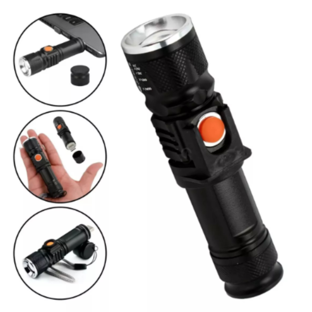 Lanterna Tatica 68000w Militar Longo Alcance Usb Cor da lanterna Preto Cor da luz Branco