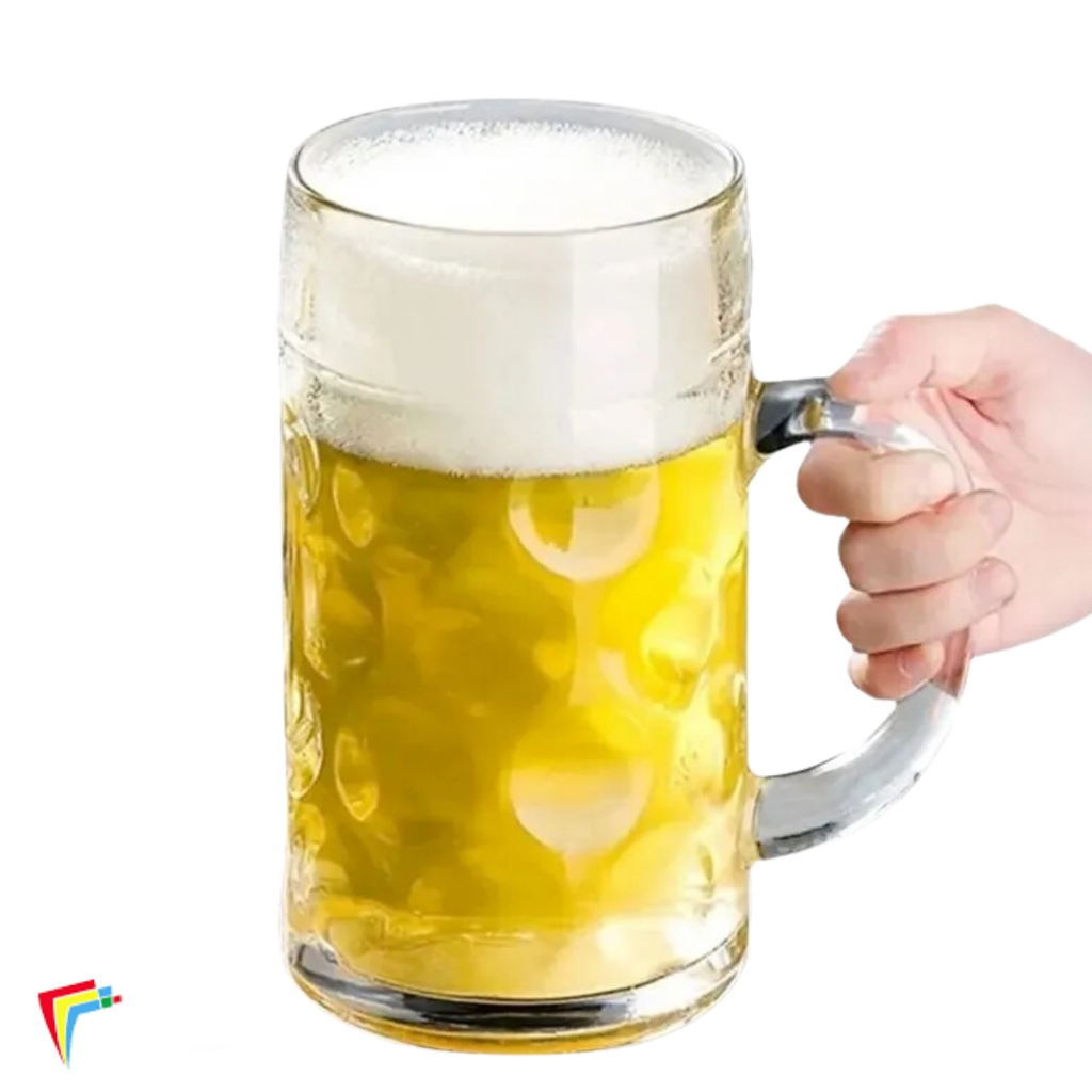 Caneca de Chopp Alemã De Vidro 1 Litro Espessura Grossa Congelar Especial Estilo Oktoberfest
