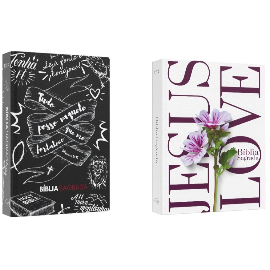 Kit Bíblia Sagrada | NVI | Jovem Cristão + Bíblia Sagrada | NVI | Jesus Love em Oferta na Shopee