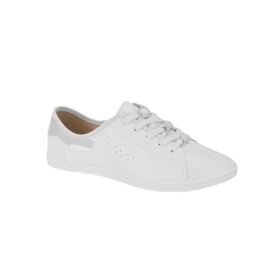 Tênis Feminino Casual Beira Rio Conforto Branco Enfeites