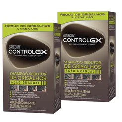 Kit 2x unid. - Grecin Control GX Shampoo Redutor Gradual de Grisalhos 118ml - Para todos os tipos e natural de cabelo.