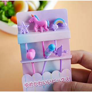 Kit Garfinhos Palitos Marmita Lancheira Infantil Para Fruta Petisco Animado Animais Unicórnio em Oferta na Shopee