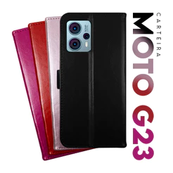 Capa Case Capinha Carteira Flip Cover Couro Sintético PRETA Para Motorola Moto G23 Xt2333 tela 6.5 pol Cell in Power25