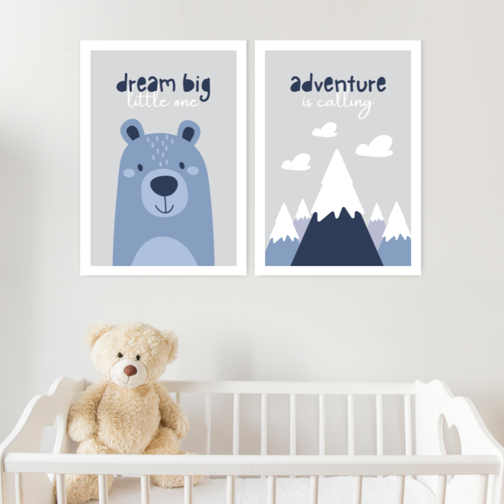 Kit 2 Quadros Decorativos Infantil Personalizado Nome Bebê Para Quarto Ou Porta Maternidade Dream Big