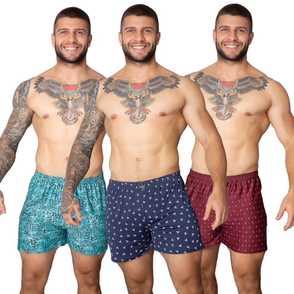 Cueca Samba Canção Short Pijama Para Homens de Liganete Estampada Oferta