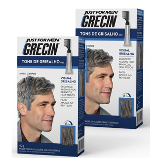 Kit 2x unidades Grecin Tons de Grisalho Gel Tonalizante - Escurece fios brancos - Aparência natural - Aplique ao pentear em Oferta na Shopee