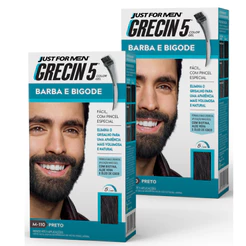Kit 2x unidades Grecin 5 Color Gel TIntura Tonalizante Barba e Bigode Preto M-110 - Cobre os fios grisalhos em 5 minutos