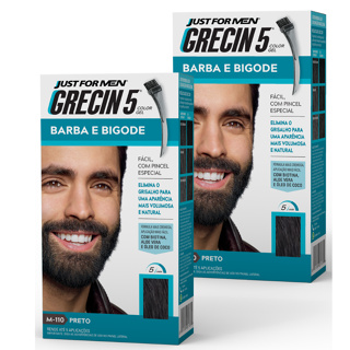 Kit 2x unidades Grecin 5 Color Gel TIntura Tonalizante Barba e Bigode Preto M-110 - Cobre os fios grisalhos em 5 minutos em Oferta na Shopee