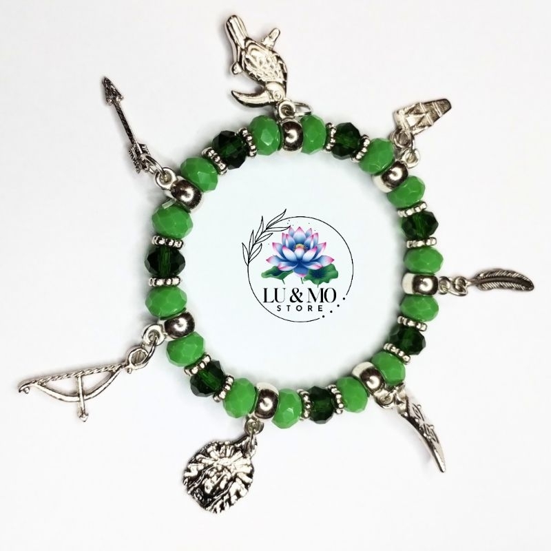 Pulseira de Caboclo Oxossi Cristal 8mm Com Pingente Proteção Orixá Umbanda e Candomblé — imagem 2 de 2