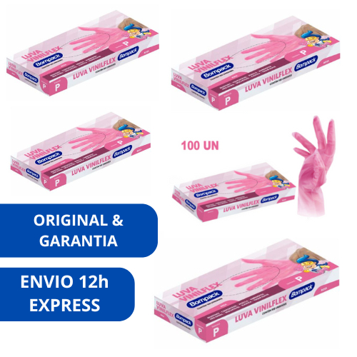 Luva Vinilflex sem po c/100 Rosa - Bompack