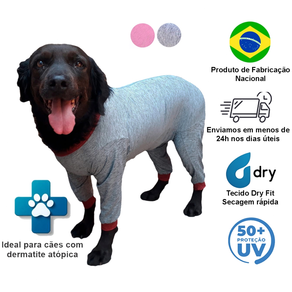 Roupa Protetora Cachorro - Corpo Pernas Dianteiras Traseiras - Tecido Dry Fit Proteção Solar UV 50+ em Oferta na Shopee