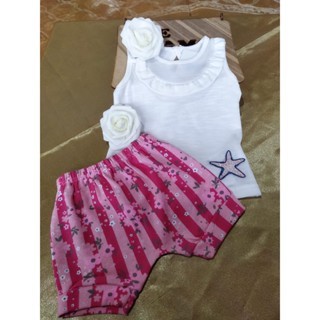 Conjunto Bebê Feminino, ( Blusa Lisa+Shorts Estampado ), Tam P, Marca: Docinho da Gente