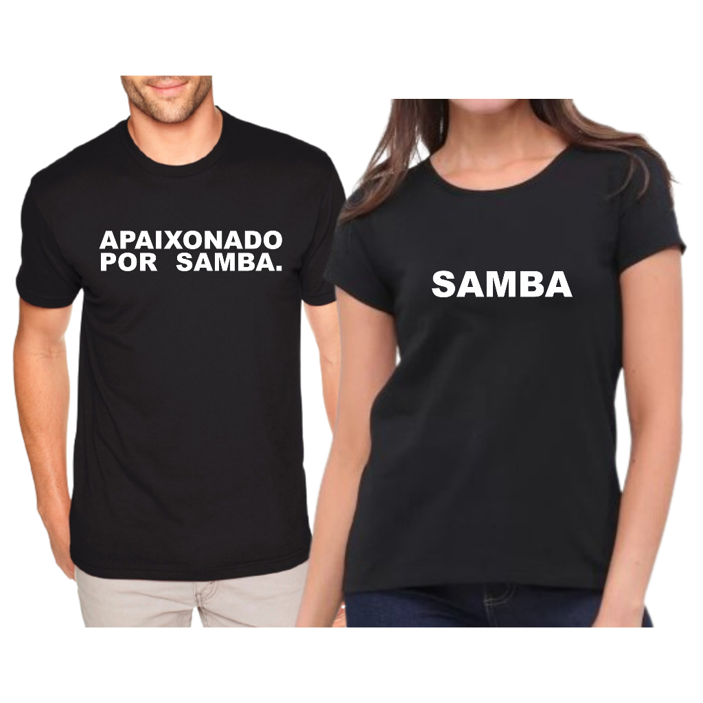 Camiseta De Casal Apaixonado Por Samba Preta Original 2 Peças