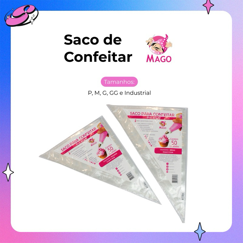 Saco de Confeitar (50 unidades) Descartável Mago Manga Bolo Alimentício Decoração em Oferta na Shopee