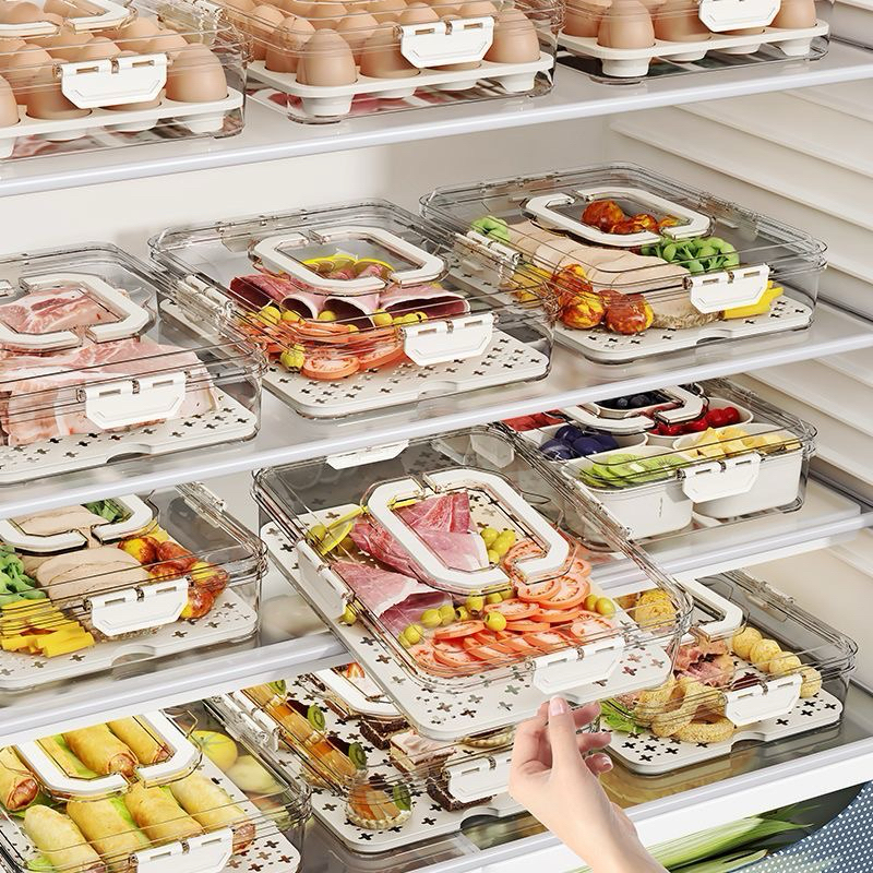 Organizador de Geladeria Em Acrílico Vários Tamanhos Com Tampa Cesto Para Verdura e Legumes