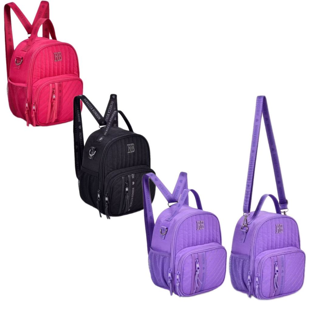 Lancheira Térmica Escolar Rebecca Bonbon  Bolsa Alça Transversal Costas Mini Mochila Menina Passeio