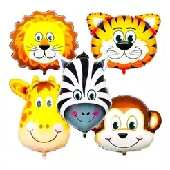 Kit 5/10/15/20/25/30 Balão Metalizado Safari Fazendinha Animais Centro De Mesa 32x24cm animais balão