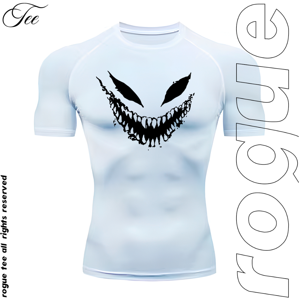 Camiseta De Compressão Dri-fit Smiles Face Horror Gotic Berserk Skull Black Symbol Gym Academia Treino