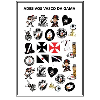 ADESIVOS VASCO DA GAMA  - AUTO COLANTE - CARTELA C/ 27 UNIDADES em Oferta na Shopee