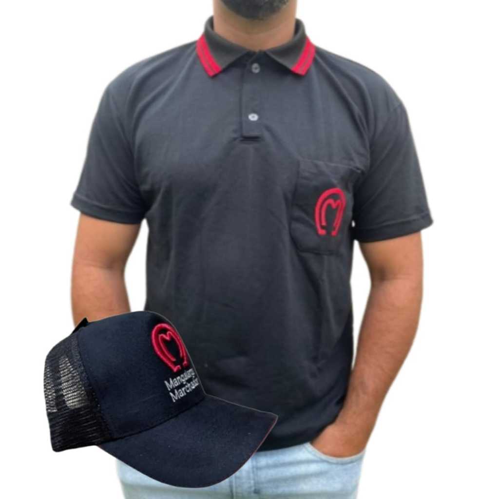 Kit Country Camisa Pólo e Boné Mangalarga Preta