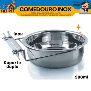 Comedouro Caneca Inox Pássaros Papagaio Grande 900ml com Borboleta Aves em Oferta na Shopee